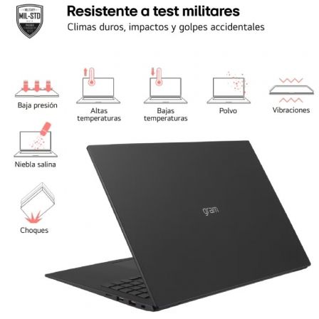 LG Gram 16ZD90S Portátil 16 Pulgadas WQXGA, Intel Core Ultra 7, 16GB RAM, 512GB SSD, Negro Obsidiana